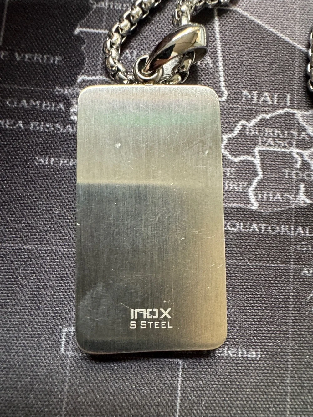 Sterling-Tone American Flag Pendant Necklace in Silver